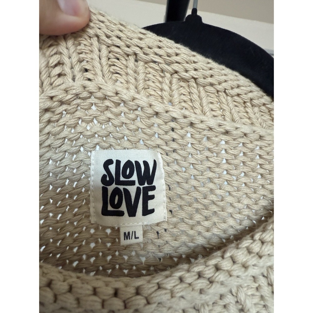 Slow Love Feel Good Hand Knit Jumpers Sweater Size M/L Beige - Picture 4 of 9